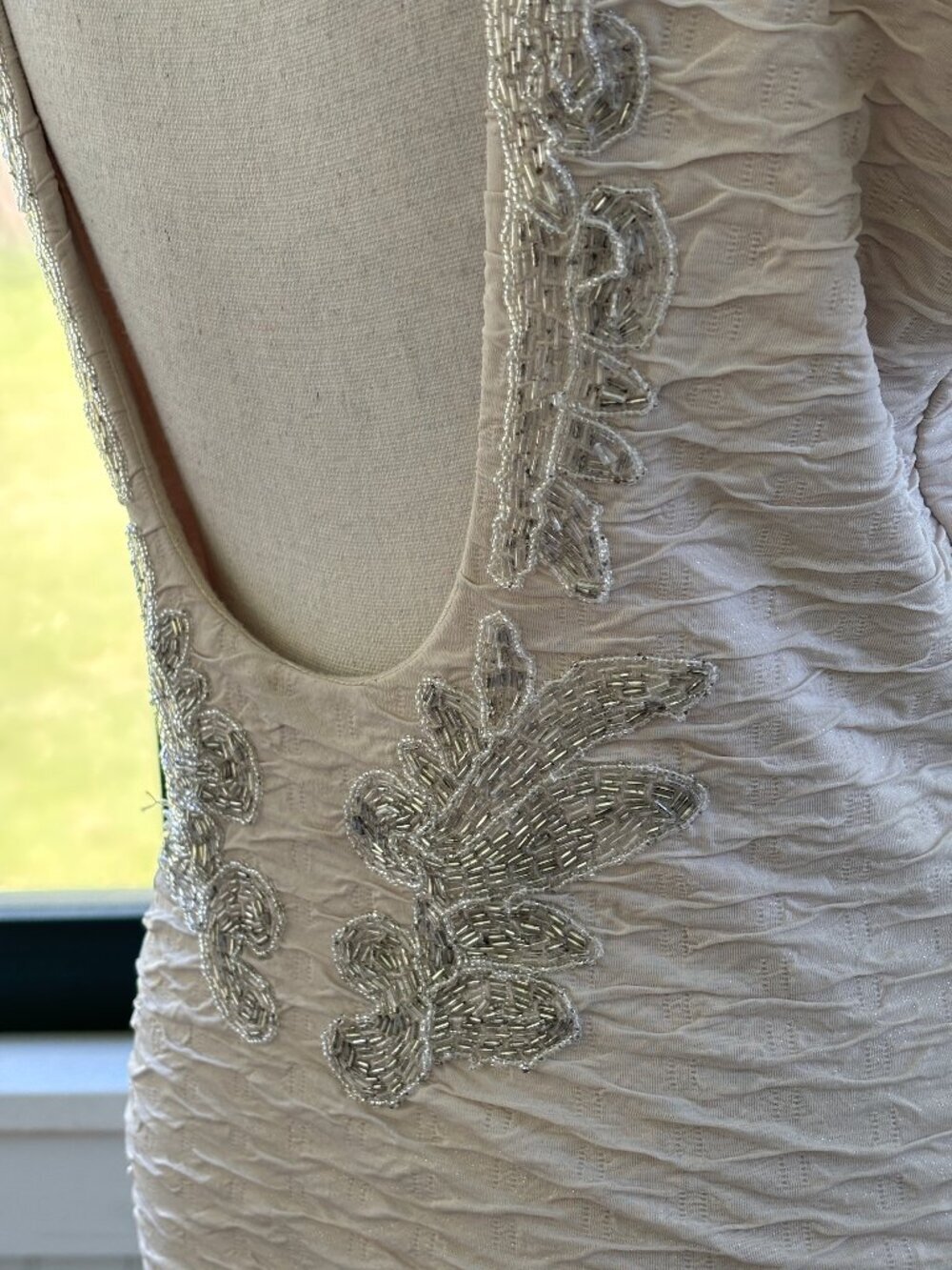 Free People Beaded Open Back Dress Blush Ivory Size Medium Like New - Picture 1 of 6